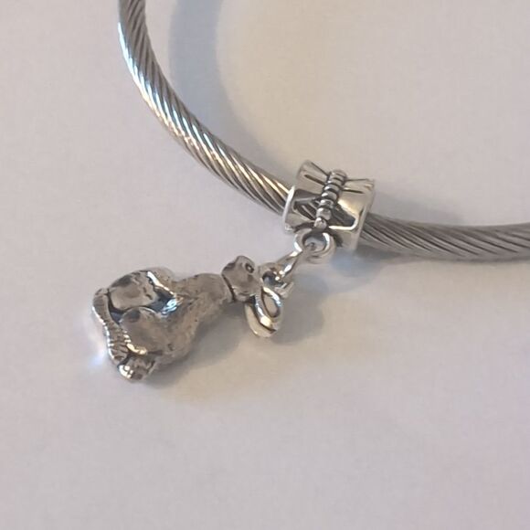 Silver Rabbit Dangle Charm for Pandora Style Bracelet - Picture 2 of 4